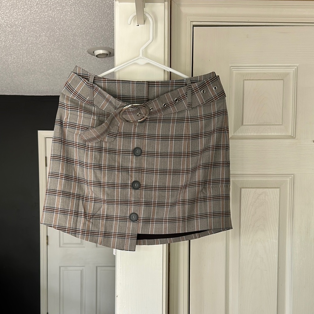 For Love And Lemons Gray Black Asymmetrical Mini Skirt